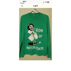 Elf Movie‎ Buddy the Elf Son of a Nutcracker Green Christmas Sweater Mens Small